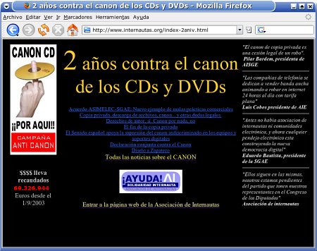 2 aniversario lucha contra el canon Pagina web del 2 aniversario