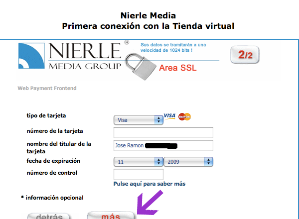 Rellenando datos de la tarjeta de crédito