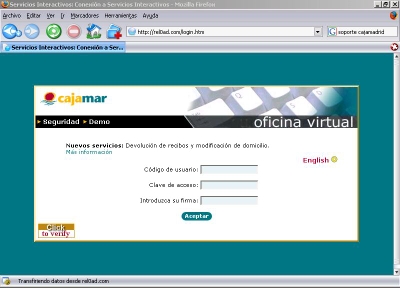 Esta no es la web de CajaMar Imagen portada de la web falsa