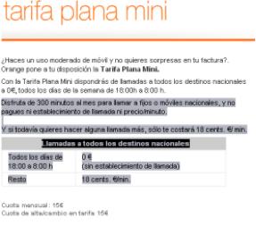 tarifa plana mini de Orange