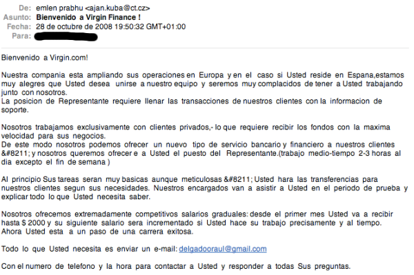 Ejemplo de correo falso